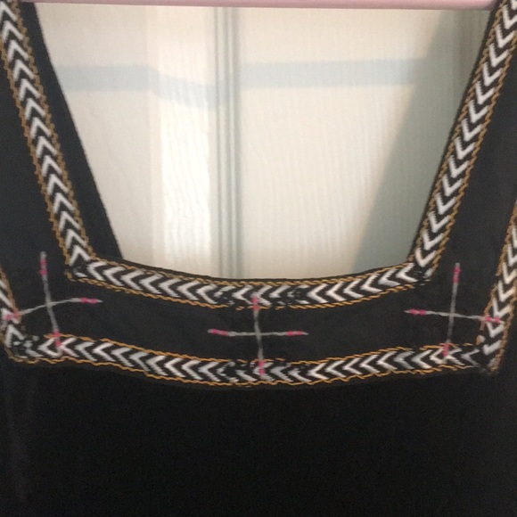 Free People Vintage Black Velvet Embroidered Tunic Slip Dress - XS - Picture 8 of 16